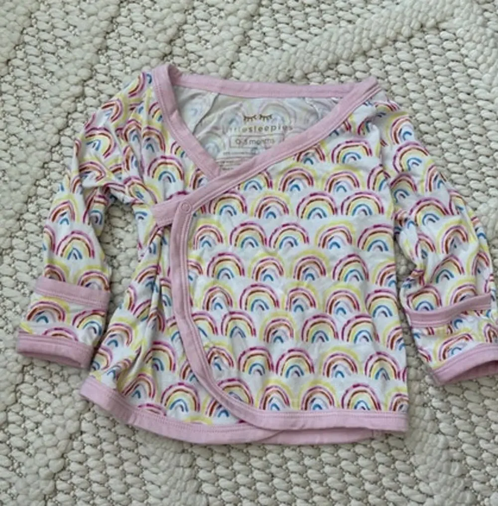 Little Sleepies Pink Pastel Rainbows Wrap Cardigan Bamboo PJ Top Size 0-3 Months